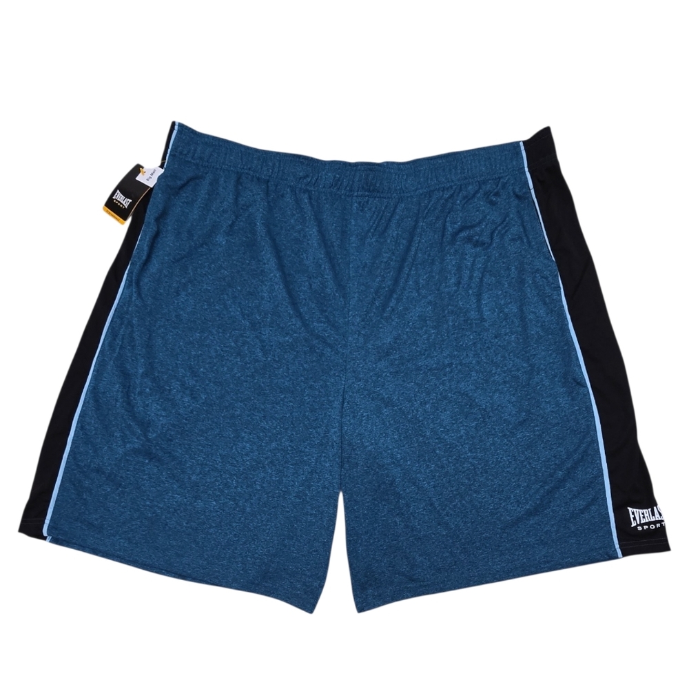Everlast Sport Men's Big and Tall 4X Athletic Shorts Blue Heather Black Trim NWT